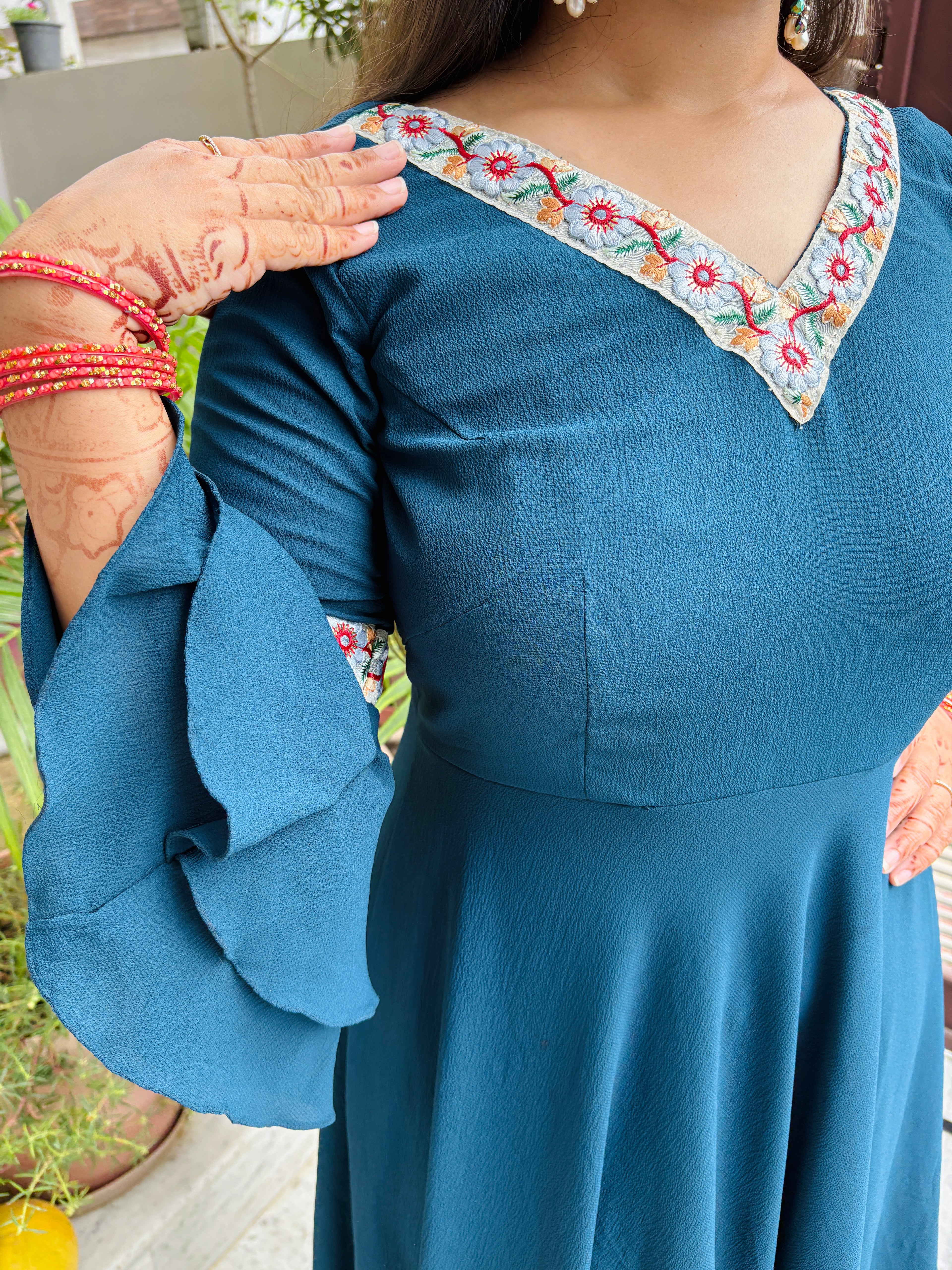 Naaz Umbrella Kurti Set – Teal Grace
