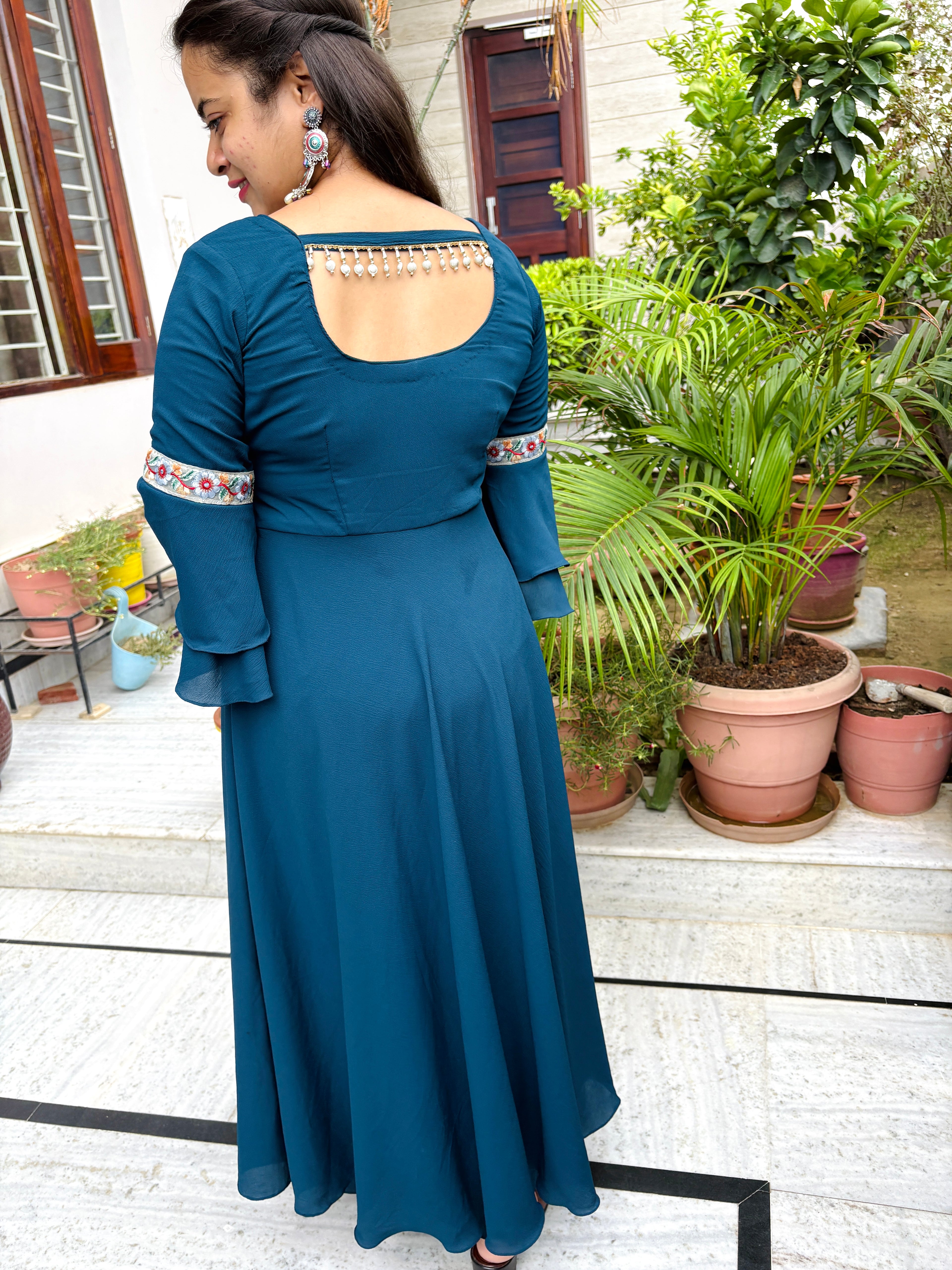 Naaz Umbrella Kurti Set – Teal Grace