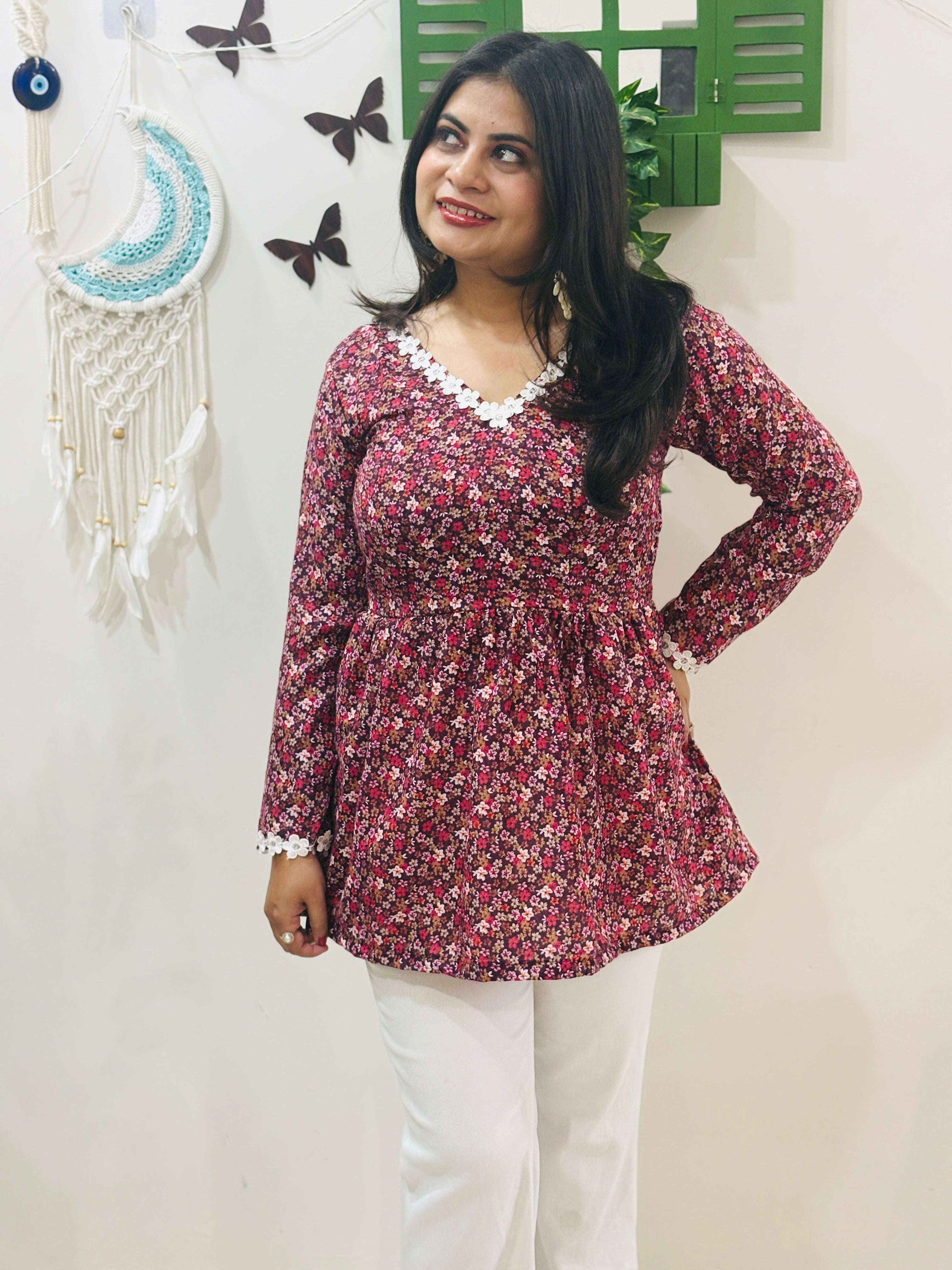 Meher Corset Kurti - Berry Bloom