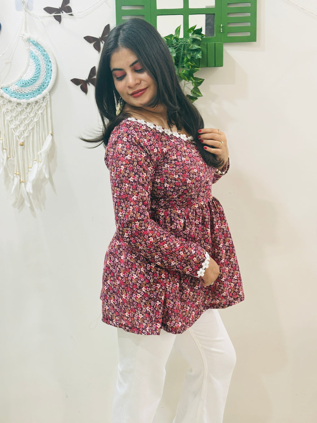 Meher Corset Kurti - Berry Bloom
