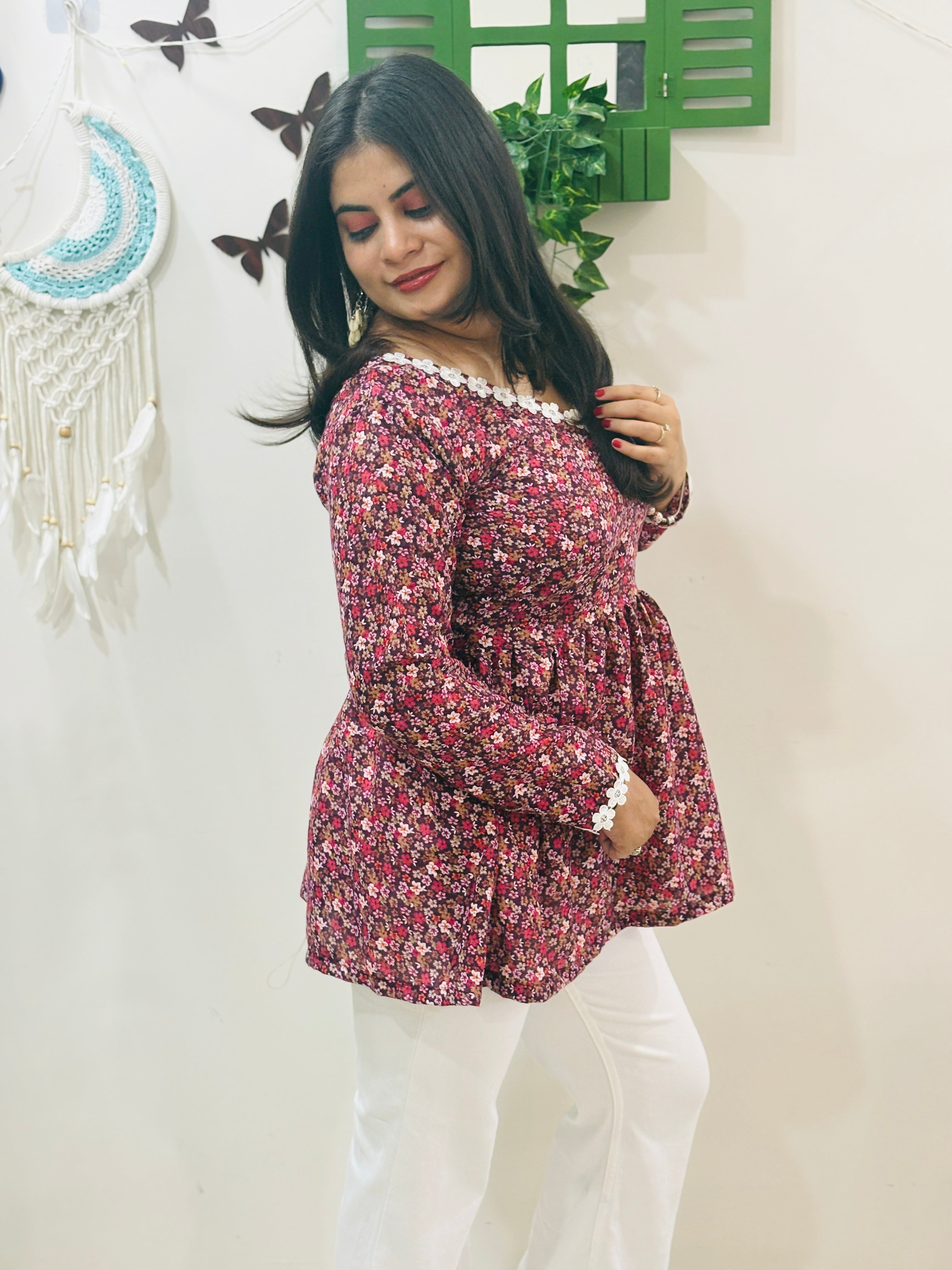 Meher Corset Kurti - Berry Bloom