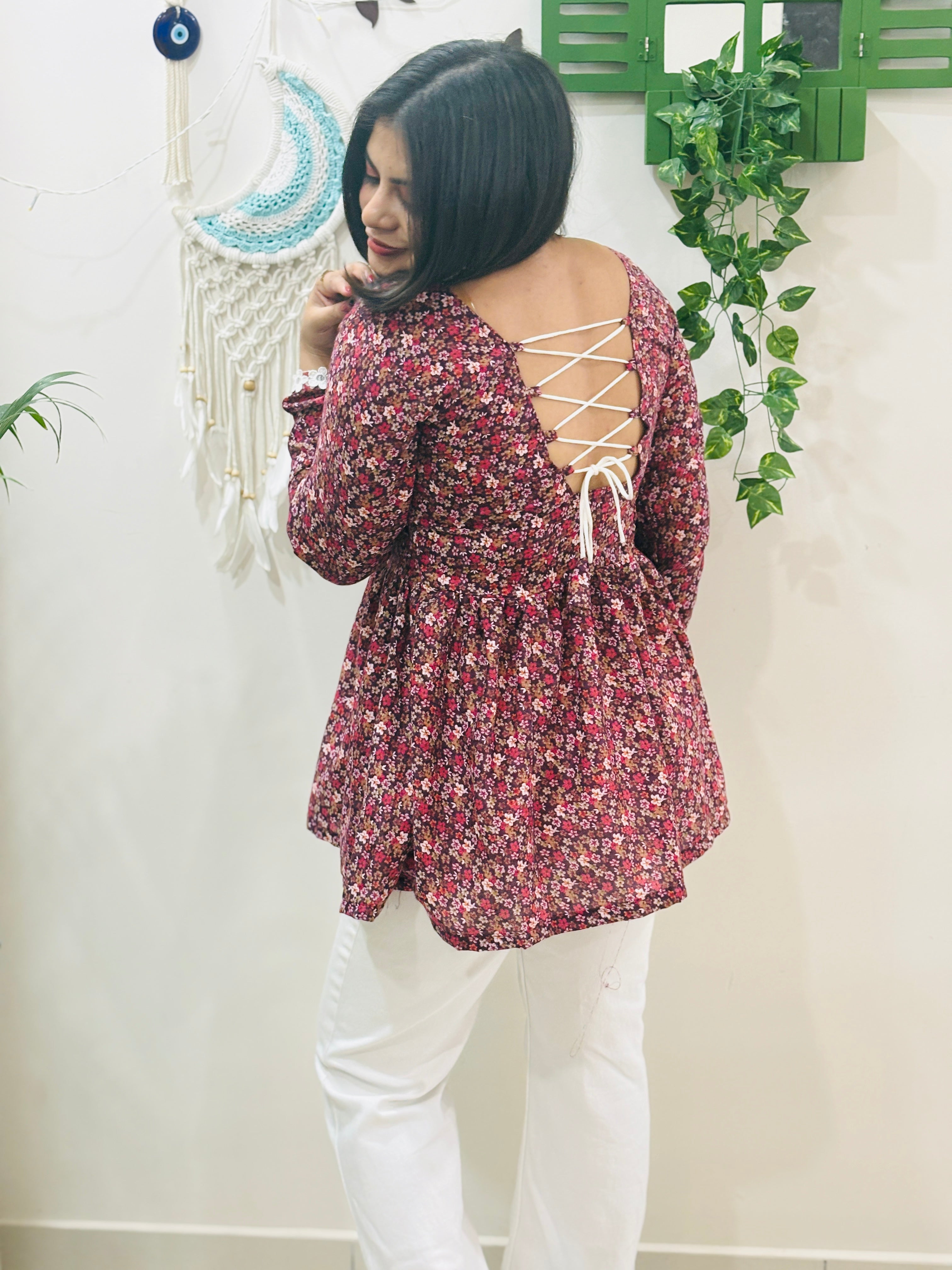 Meher Corset Kurti - Berry Bloom
