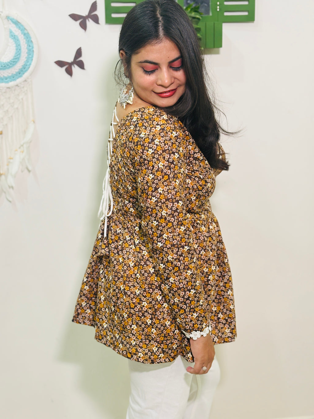 Meher Corset Kurti – Mustard Floral