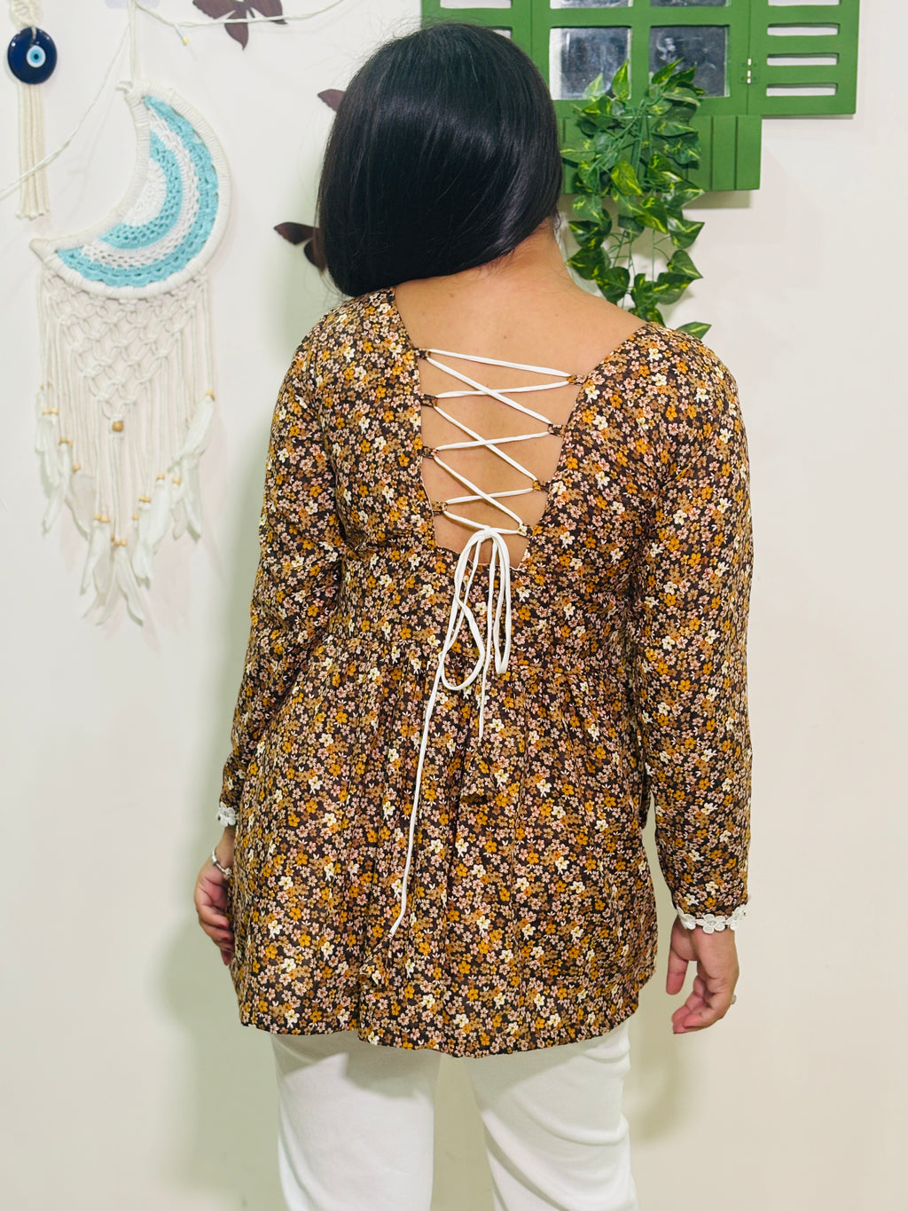 Meher Corset Kurti – Mustard Floral