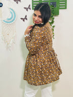 Meher Corset Kurti – Mustard Floral