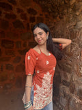 Rust Bloom Corset Tie-Up Kurti