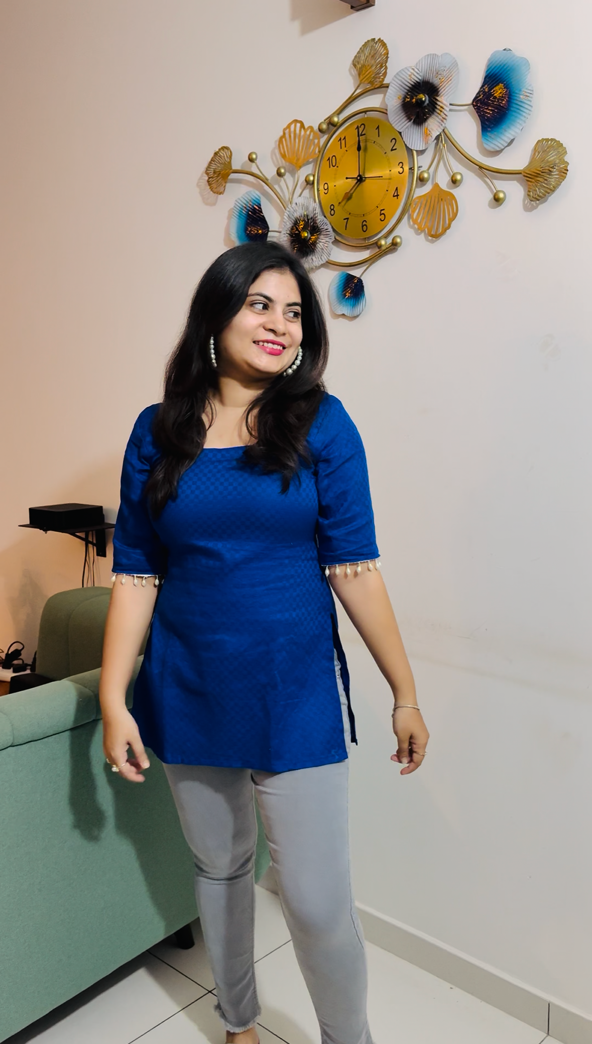 Royal Blue Pearl Kurti