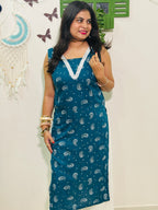 Suhani Shell Lace Kurti - Teal Blue