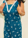 Suhani Shell Lace Kurti - Teal Blue