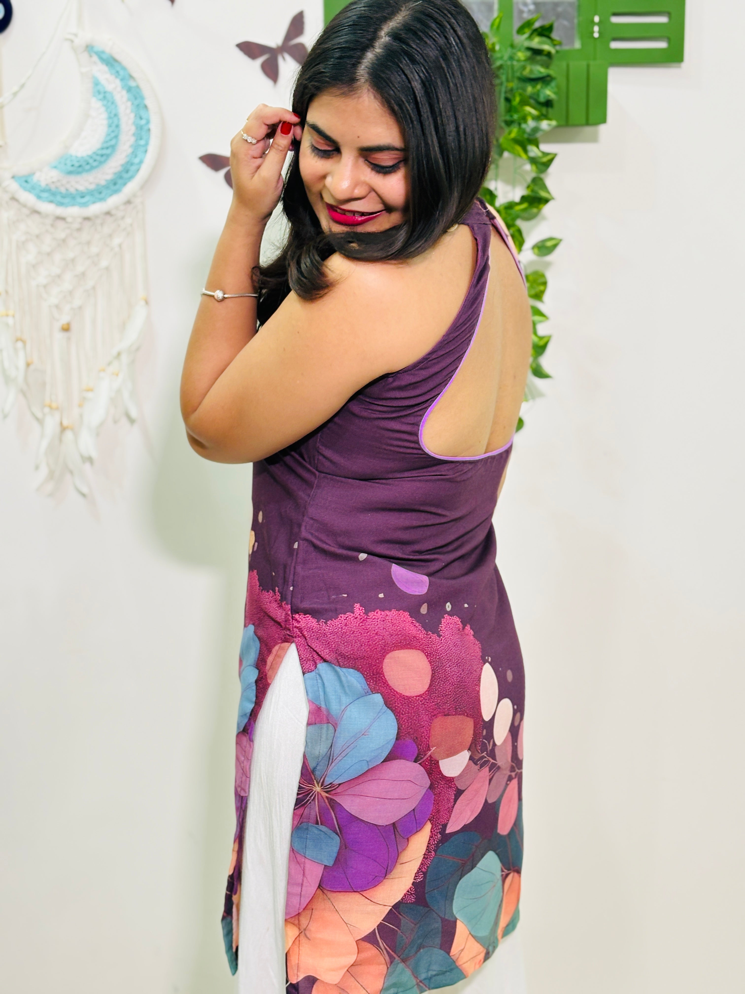 Myra Halter Neck Floral Kurti