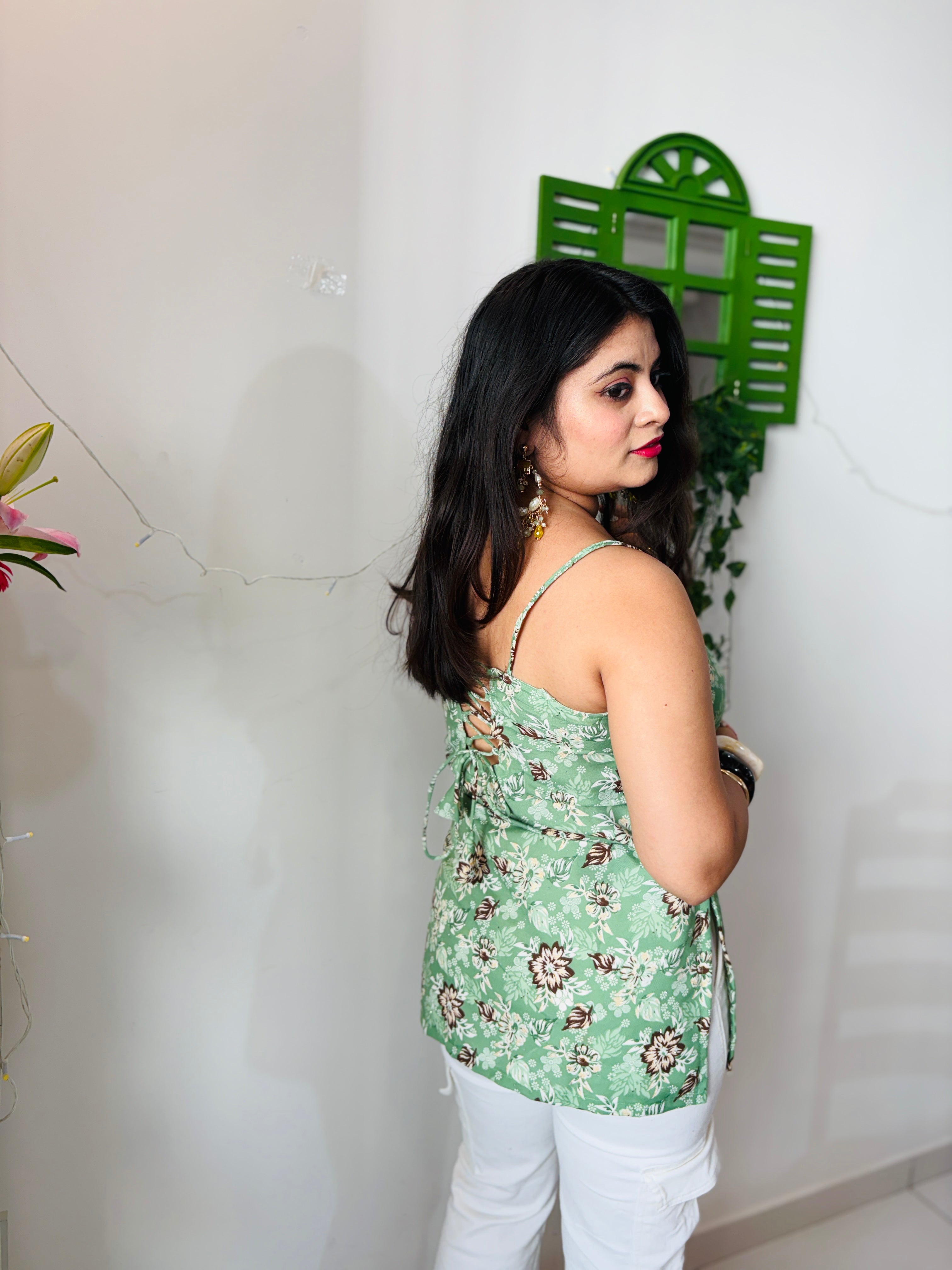 Mint Blossom Lace Kurti