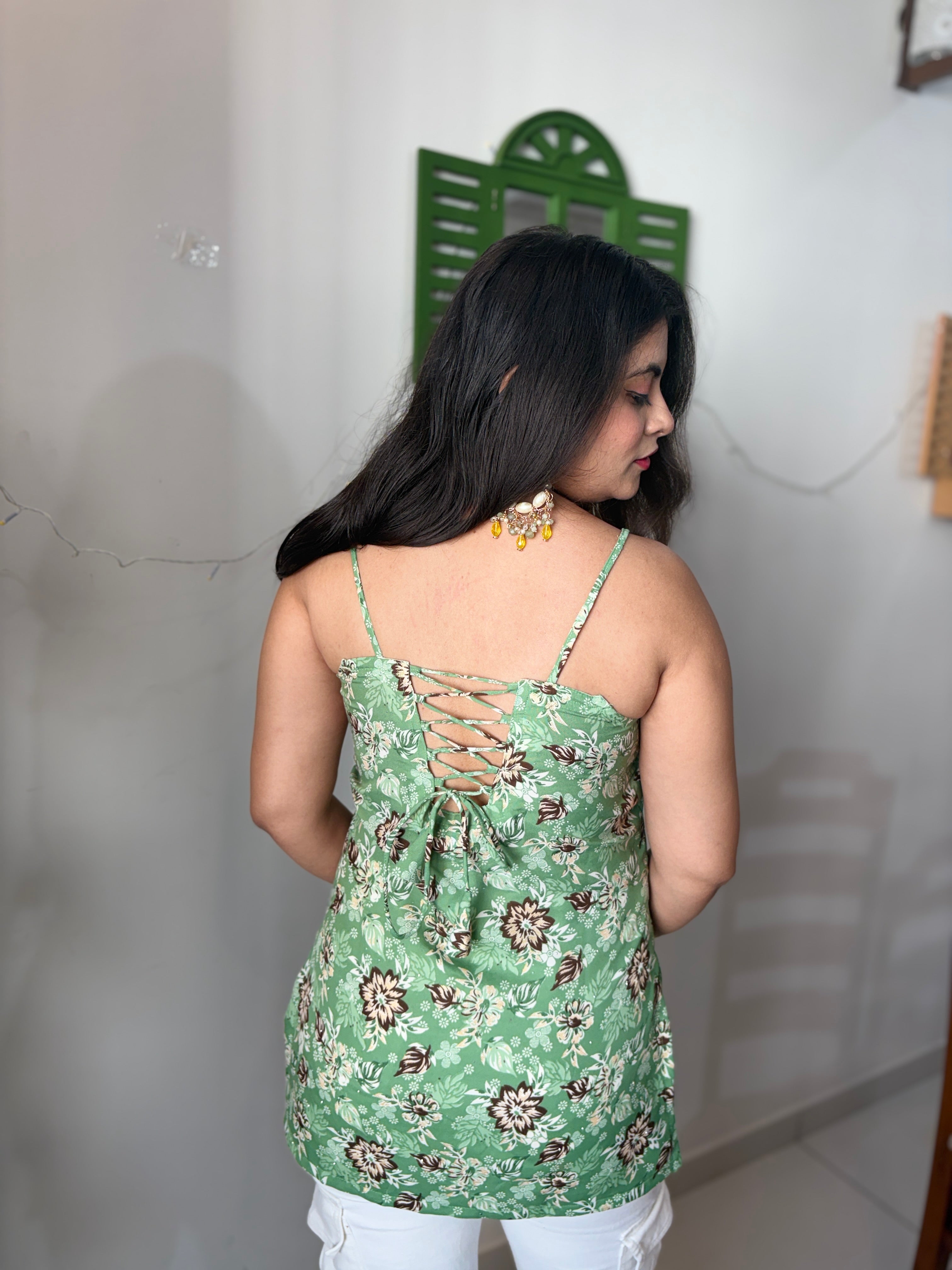 Mint Blossom Lace Kurti