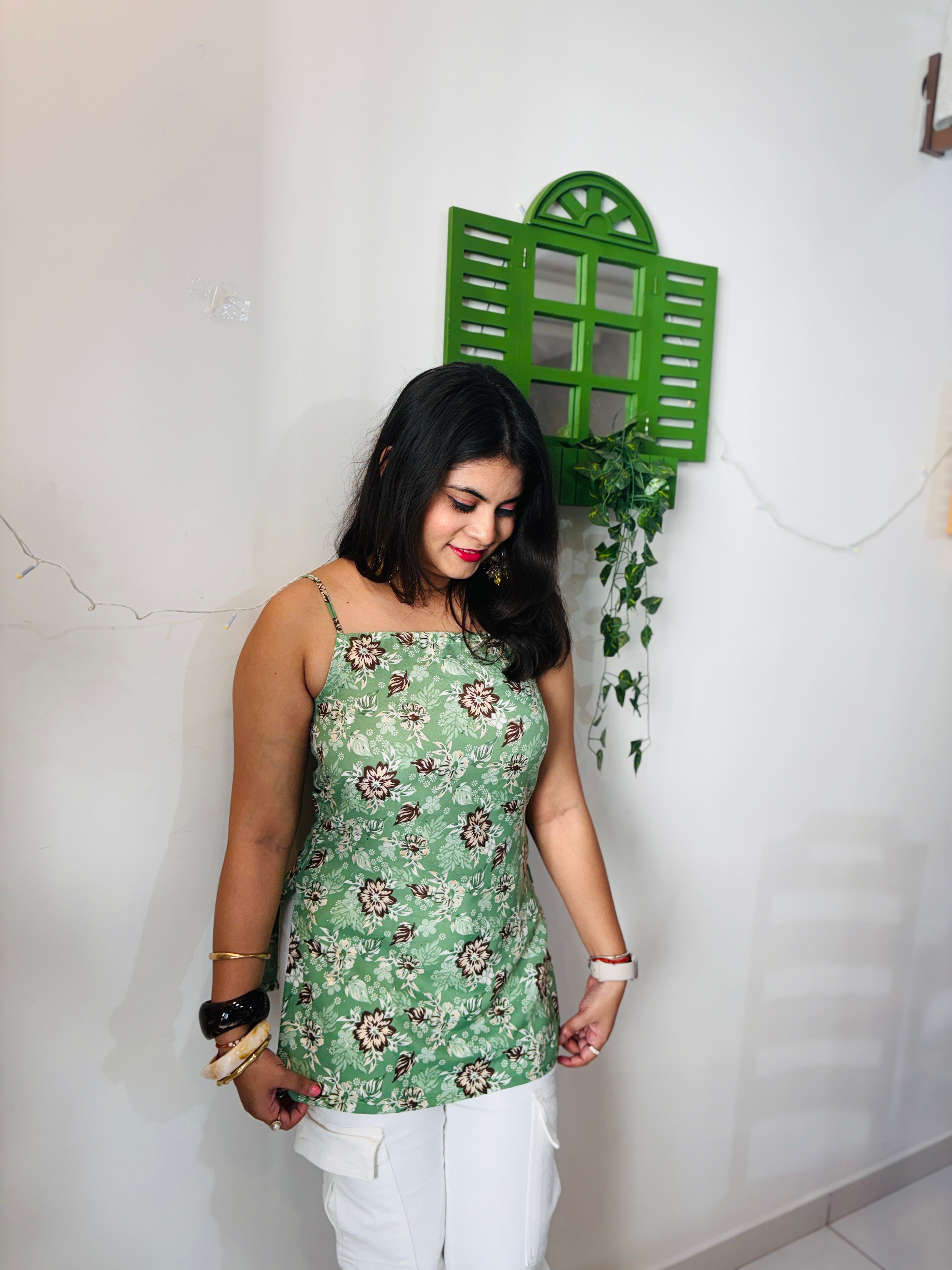 Mint Blossom Lace Kurti