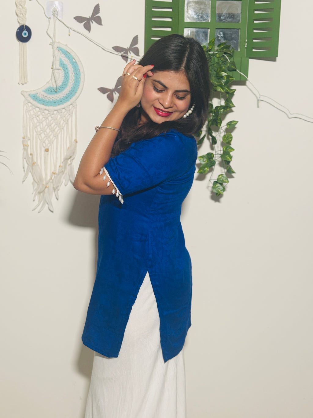 Royal Blue Pearl Kurti