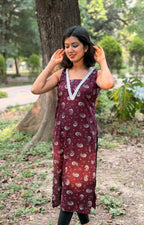 Suhani Shell Lace Kurti - Wine Maroon