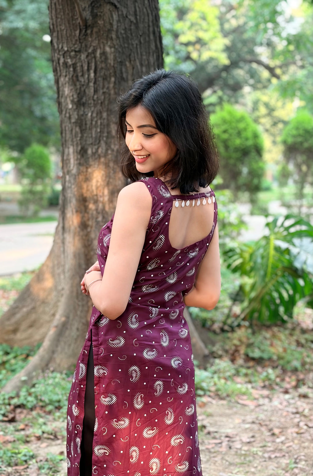 Suhani Shell Lace Kurti - Wine Maroon