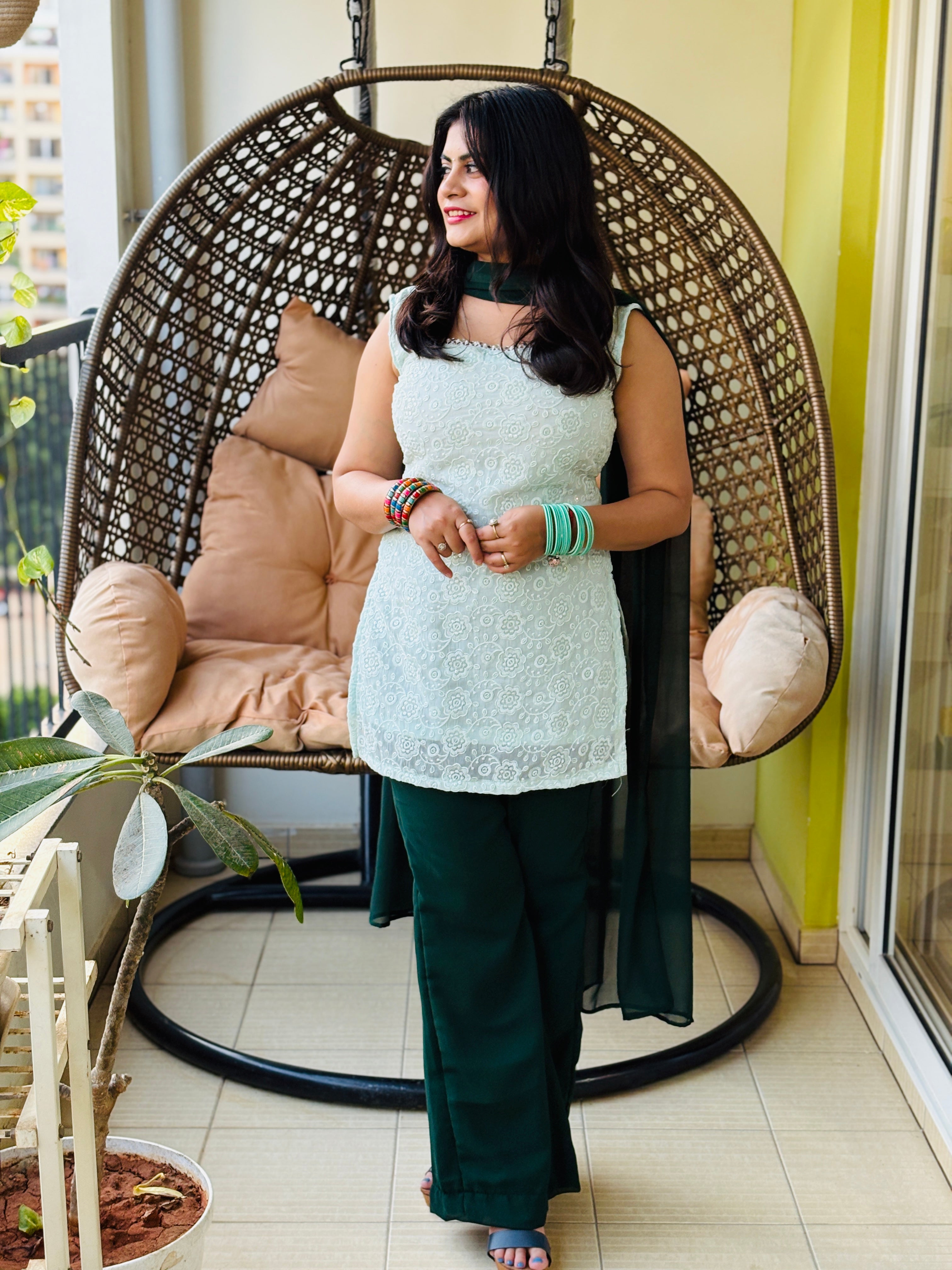 Emerald Noor Mirror Lace Suit Set