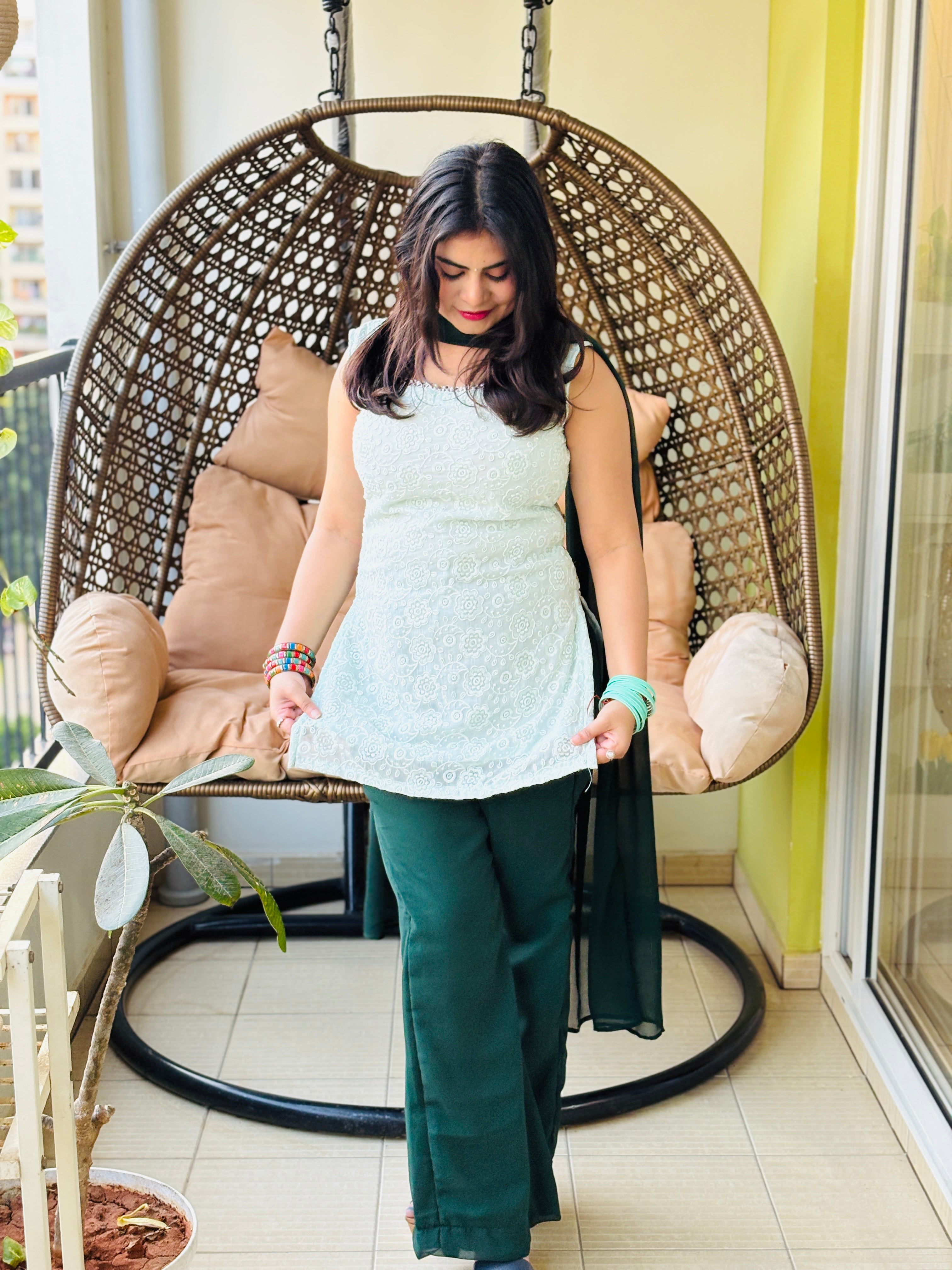 Emerald Noor Mirror Lace Suit Set