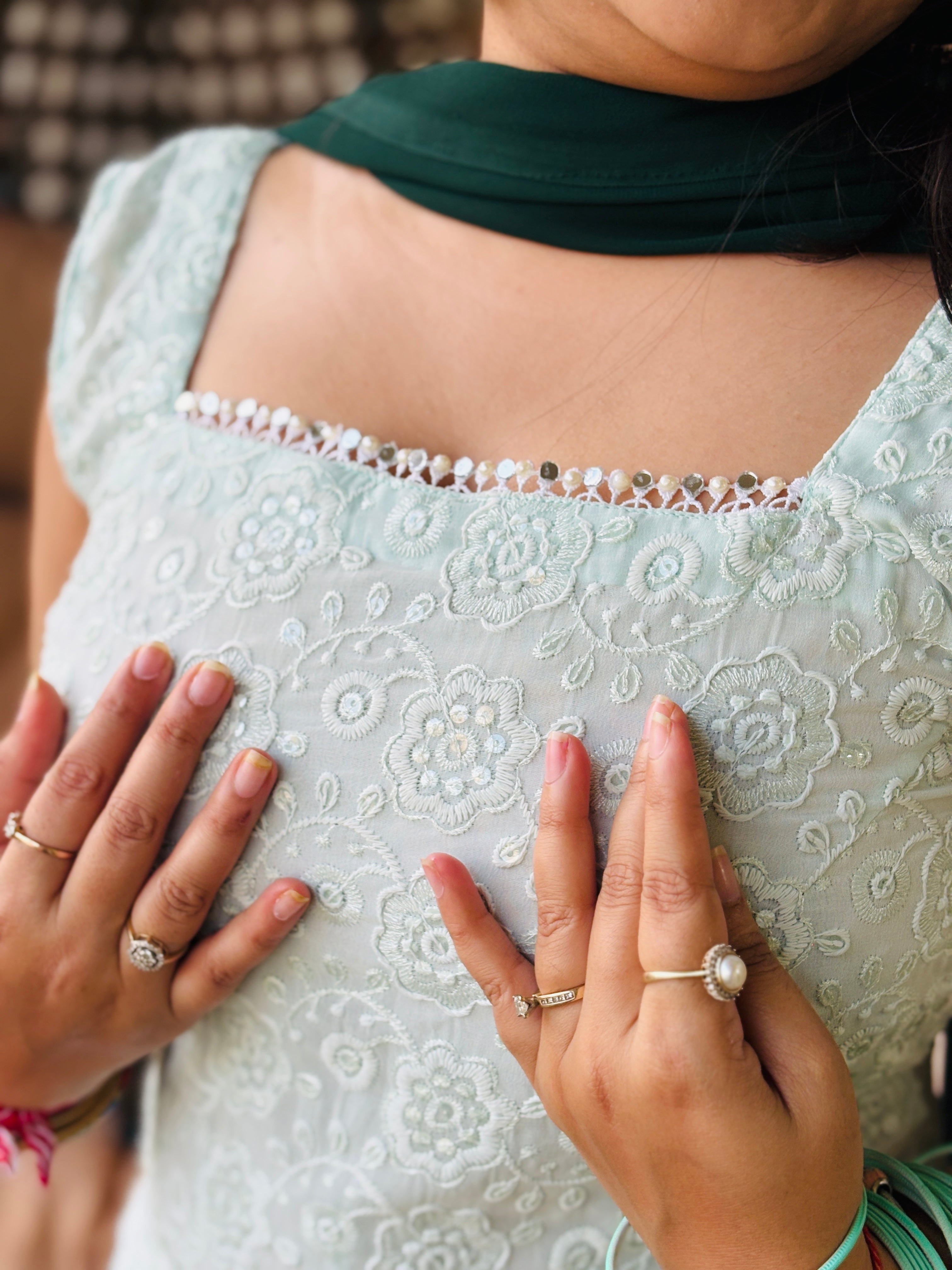 Emerald Noor Mirror Lace Suit Set