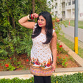 Aarohi Folk Muse Kurti – (Ivory & Mustard)