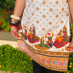 Aarohi Folk Muse Kurti – (Ivory & Mustard)