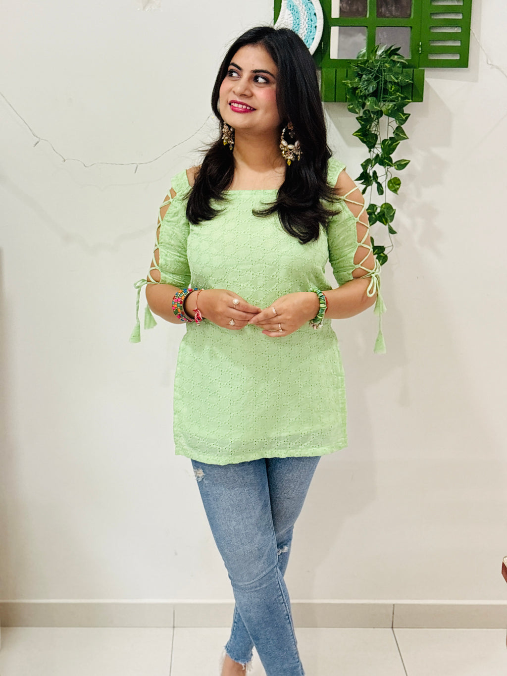 Pistachio Dori Sleeve Kurti