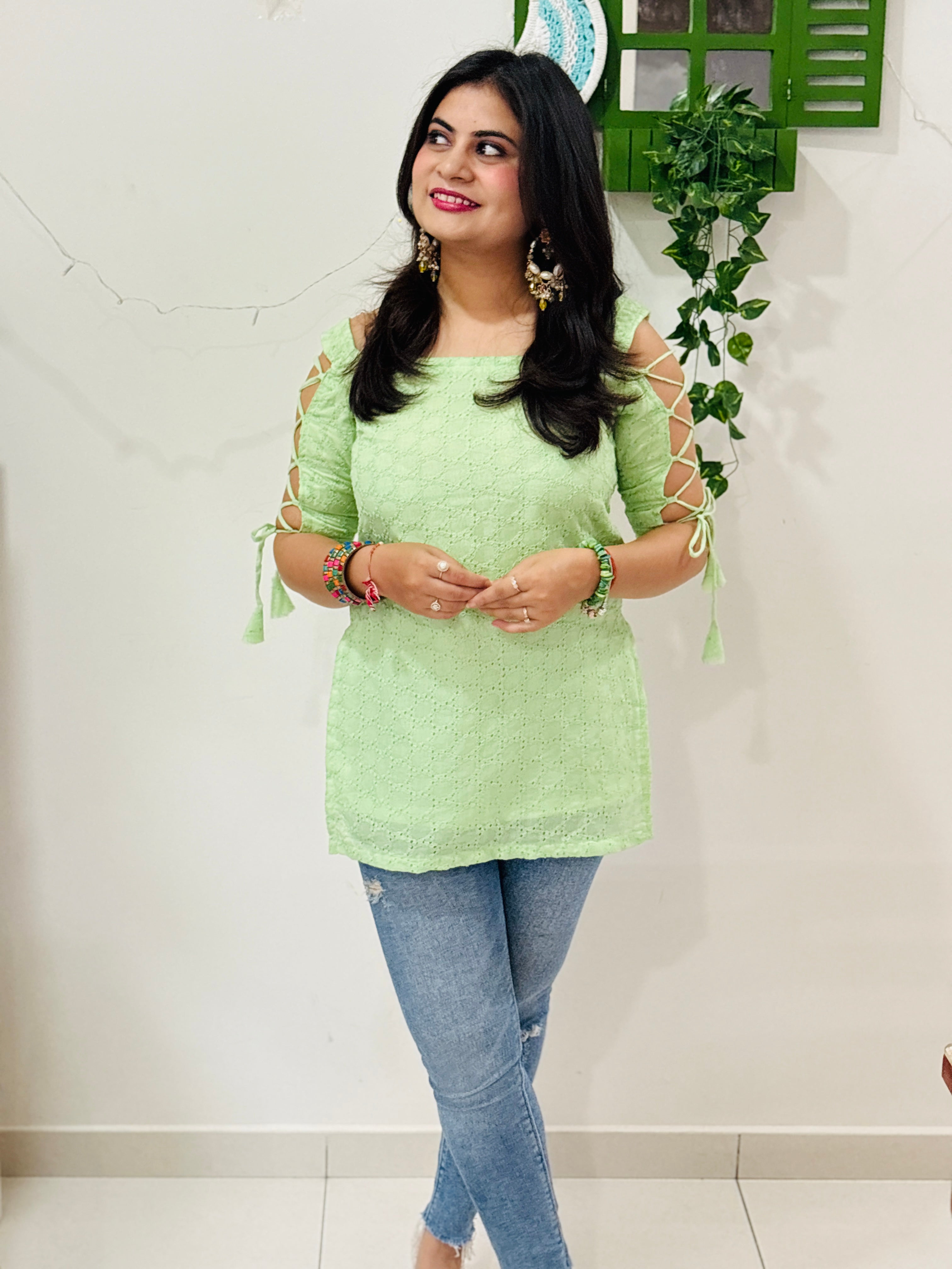 Pistachio Dori Sleeve Kurti
