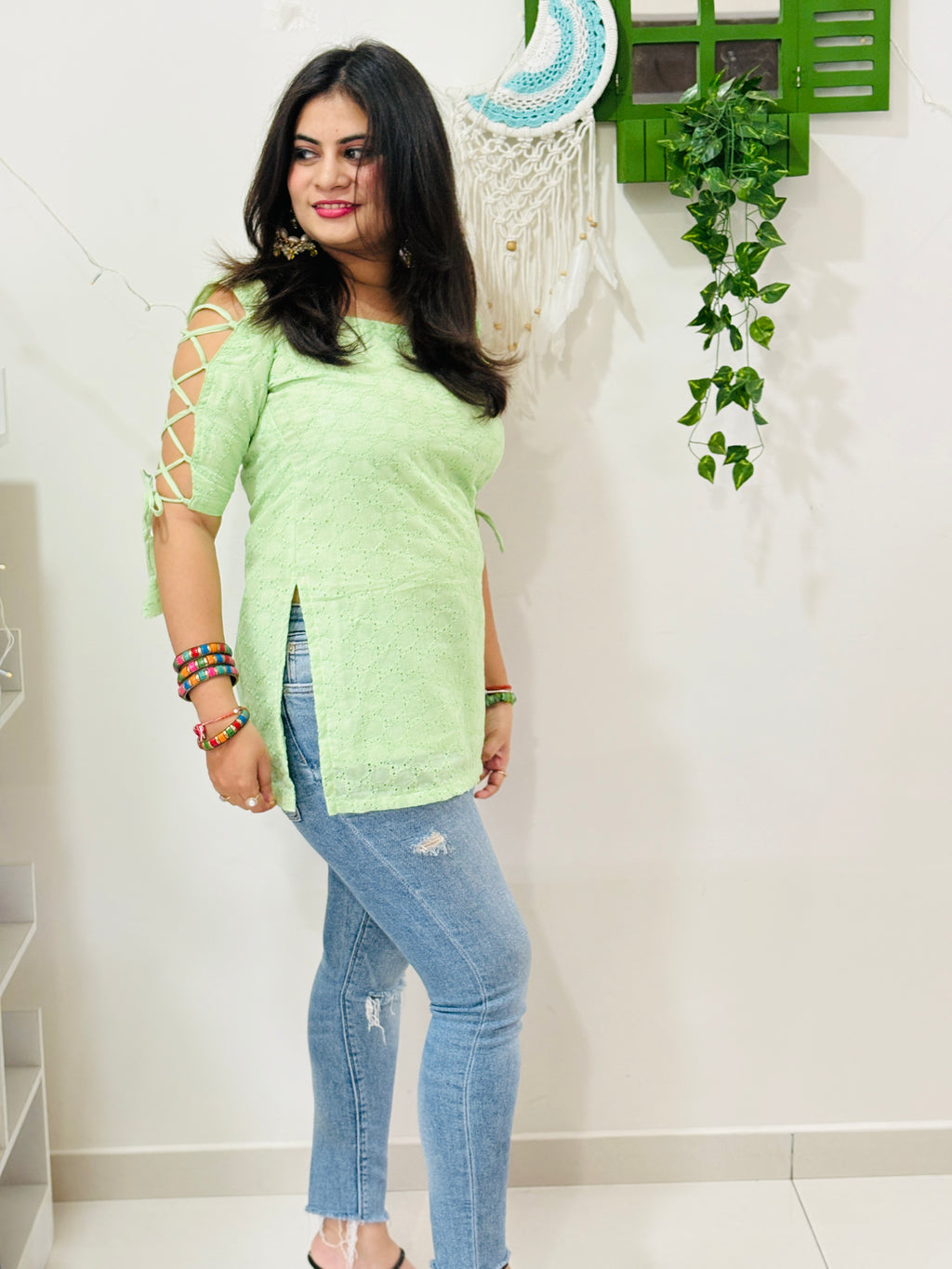 Pistachio Dori Sleeve Kurti