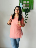 Peach Dori Sleeve Kurti