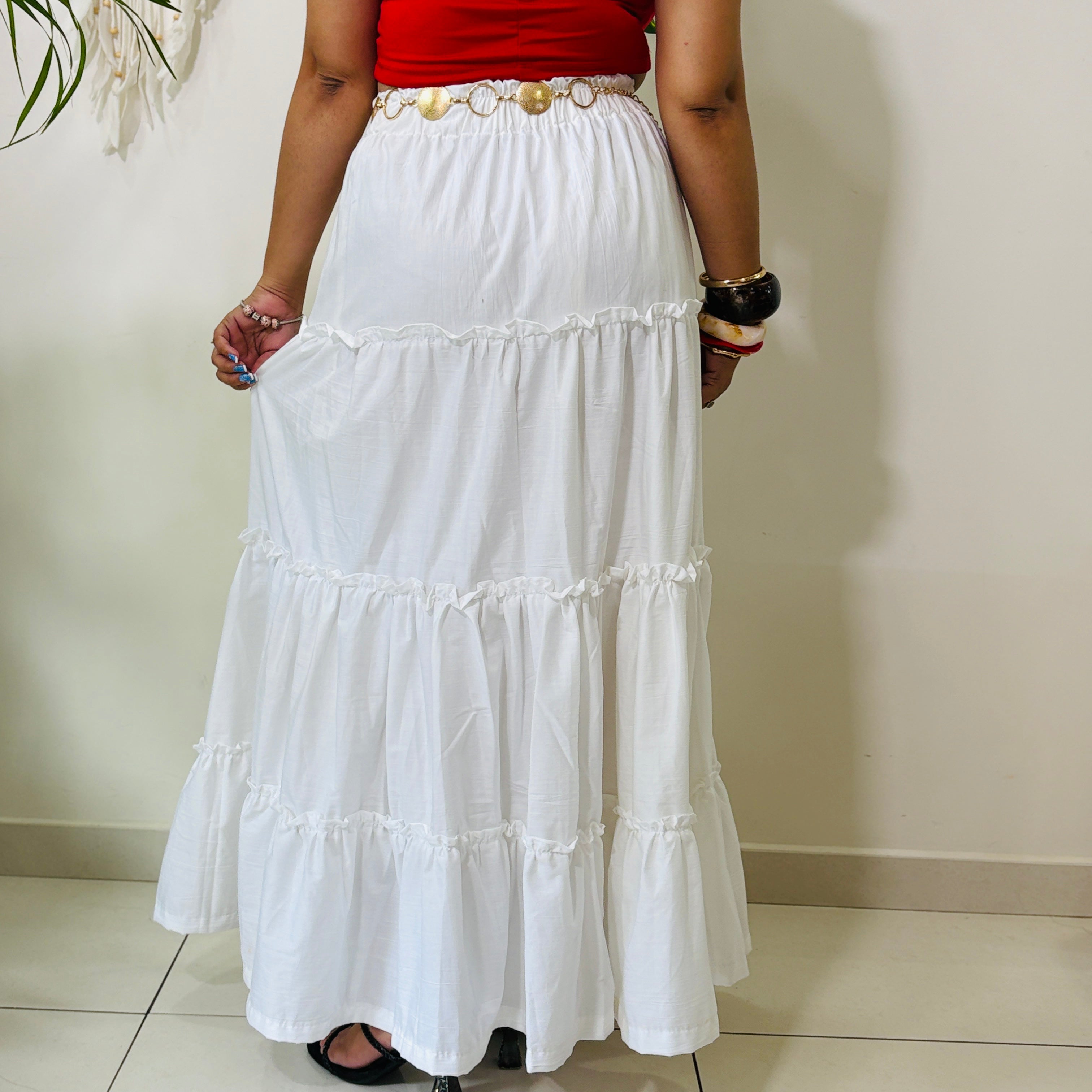 Tiered Fairy White Long Skirt