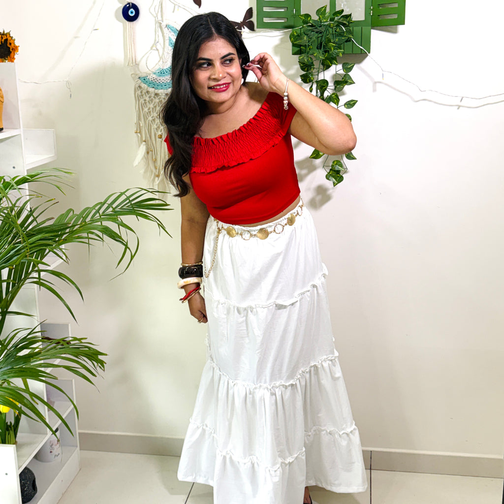Tiered Fairy White Long Skirt