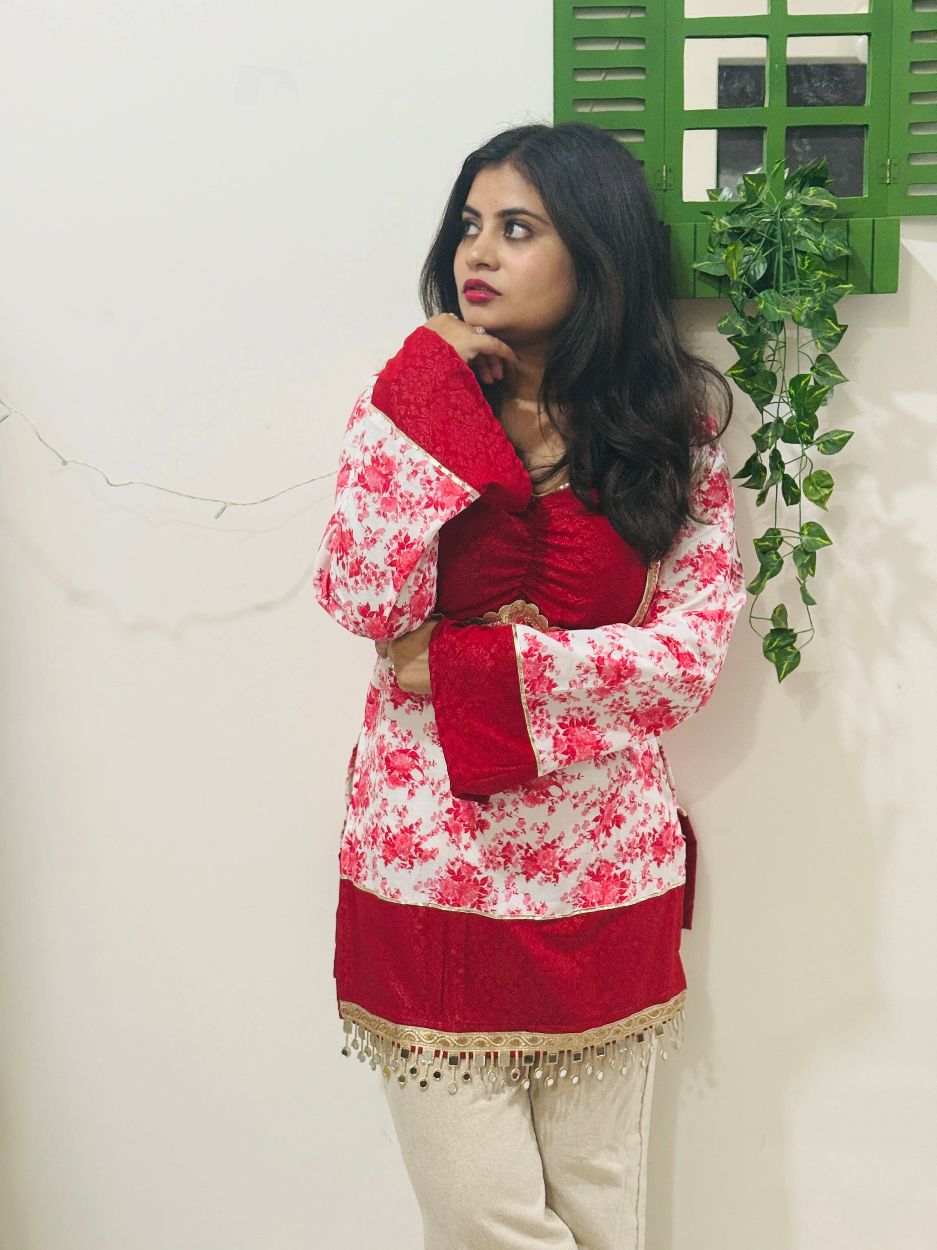 Floral Bell Sleeves Kurti