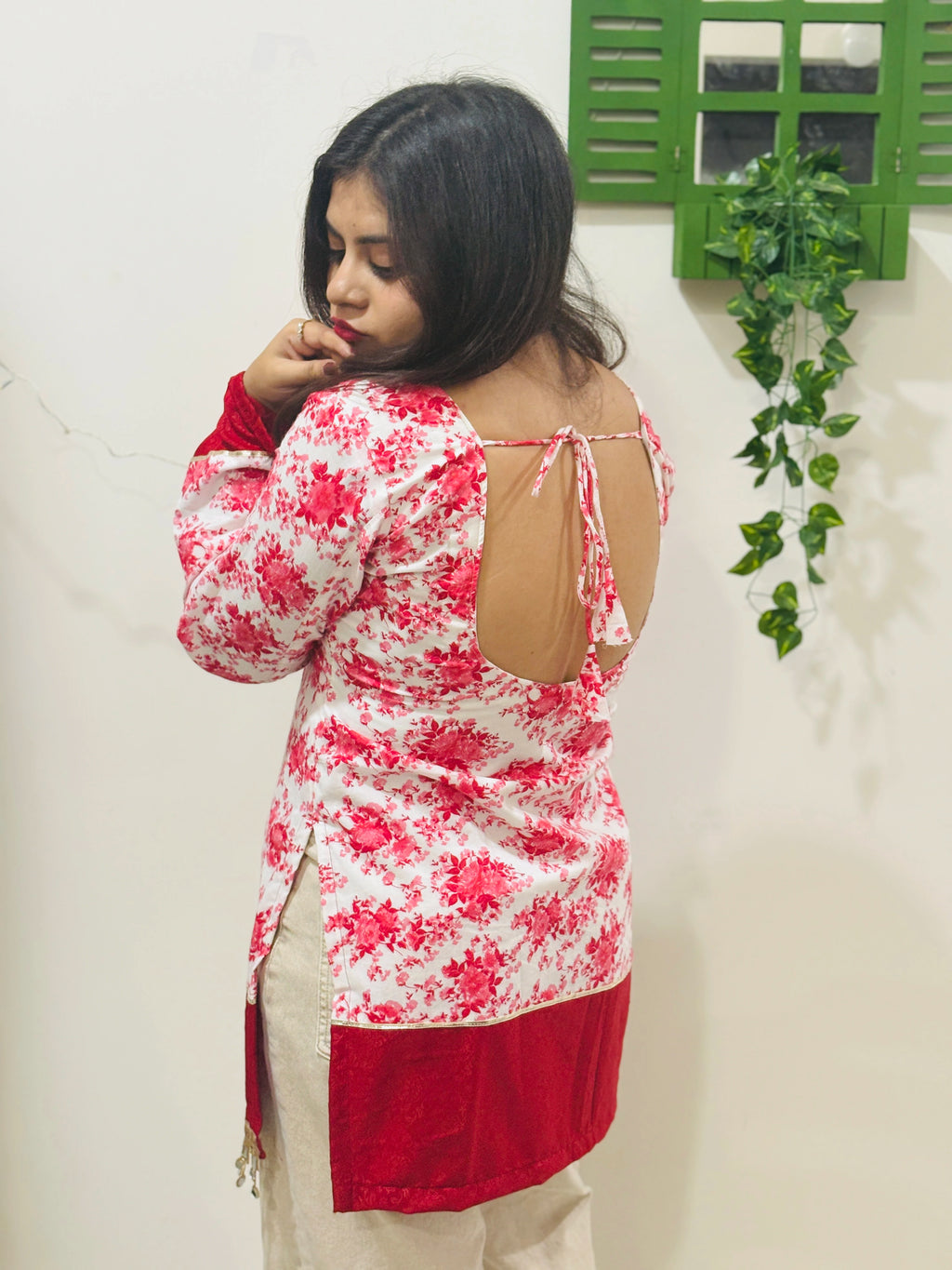 Floral Bell Sleeves Kurti
