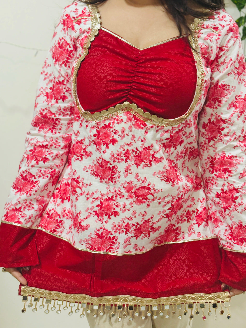 Floral Bell Sleeves Kurti