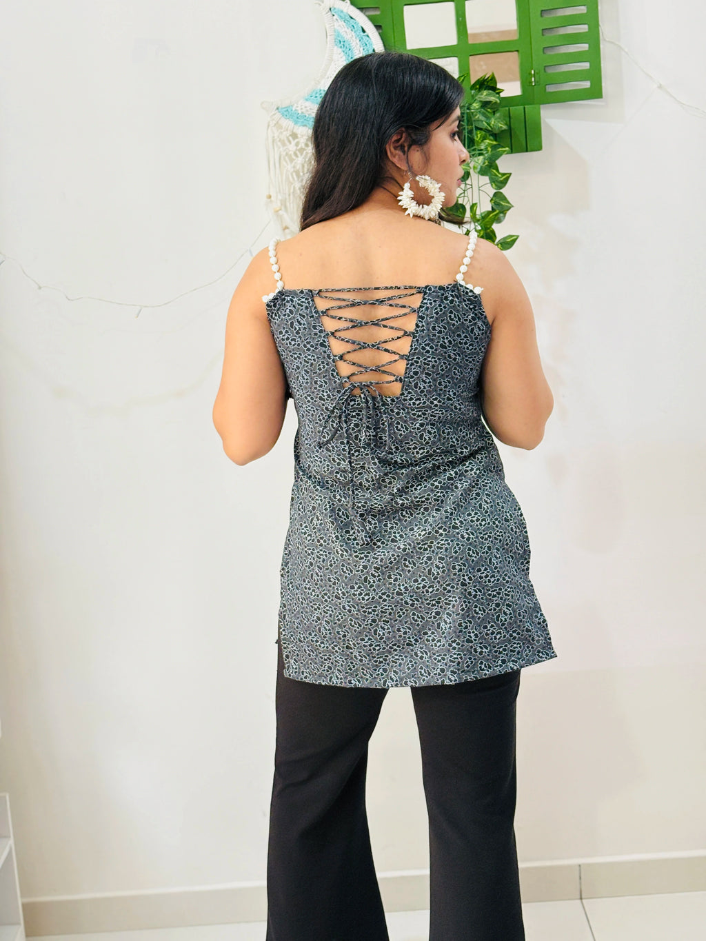 Beaded Strap with Corset Back