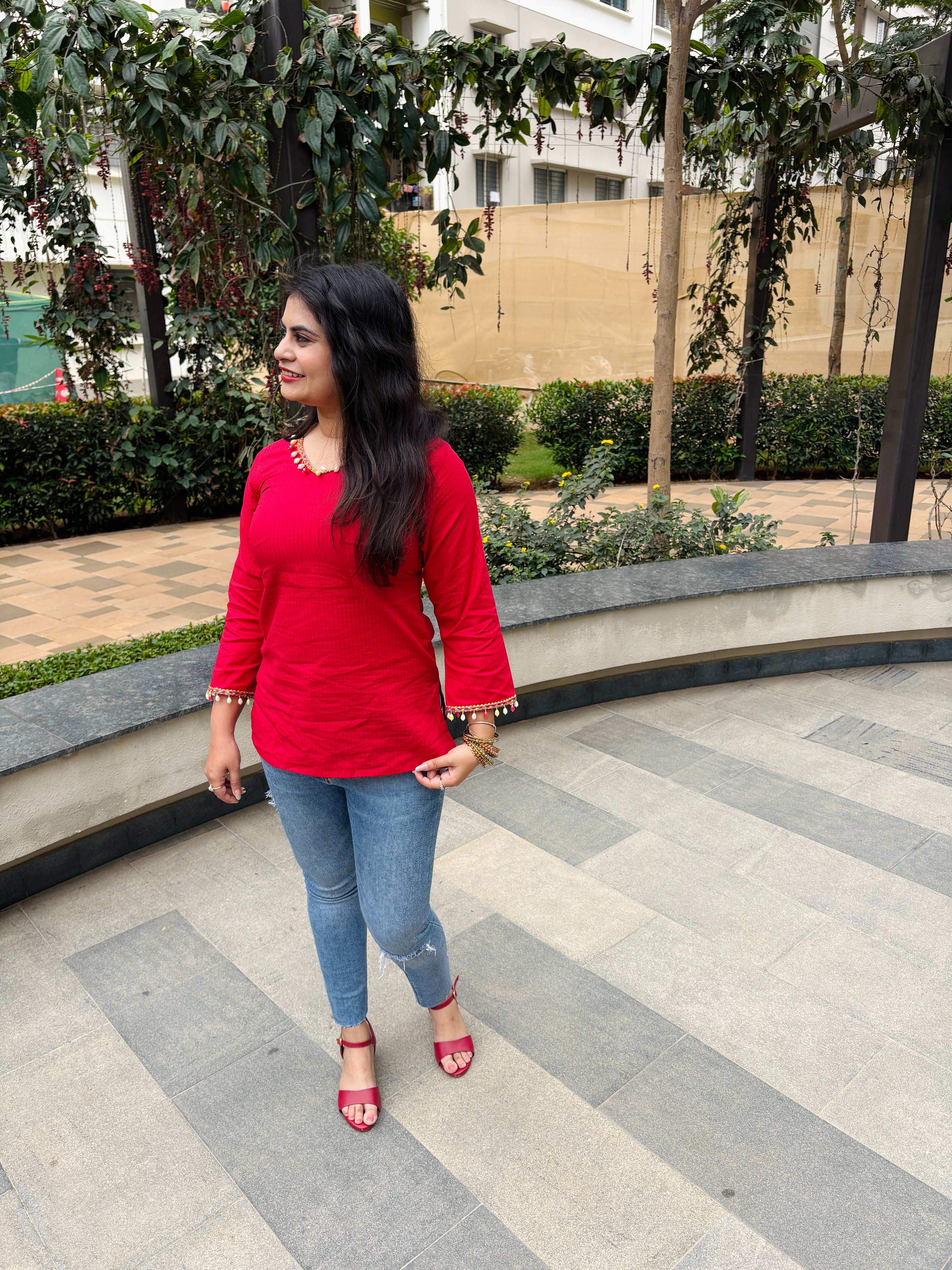 Ruby Pearl Charm Kurti