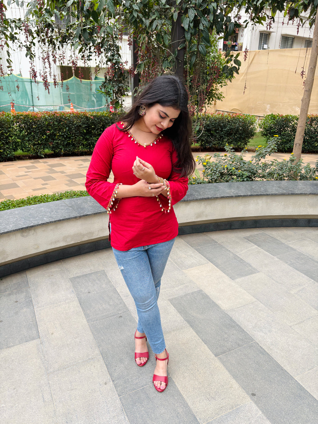 Ruby Pearl Charm Kurti