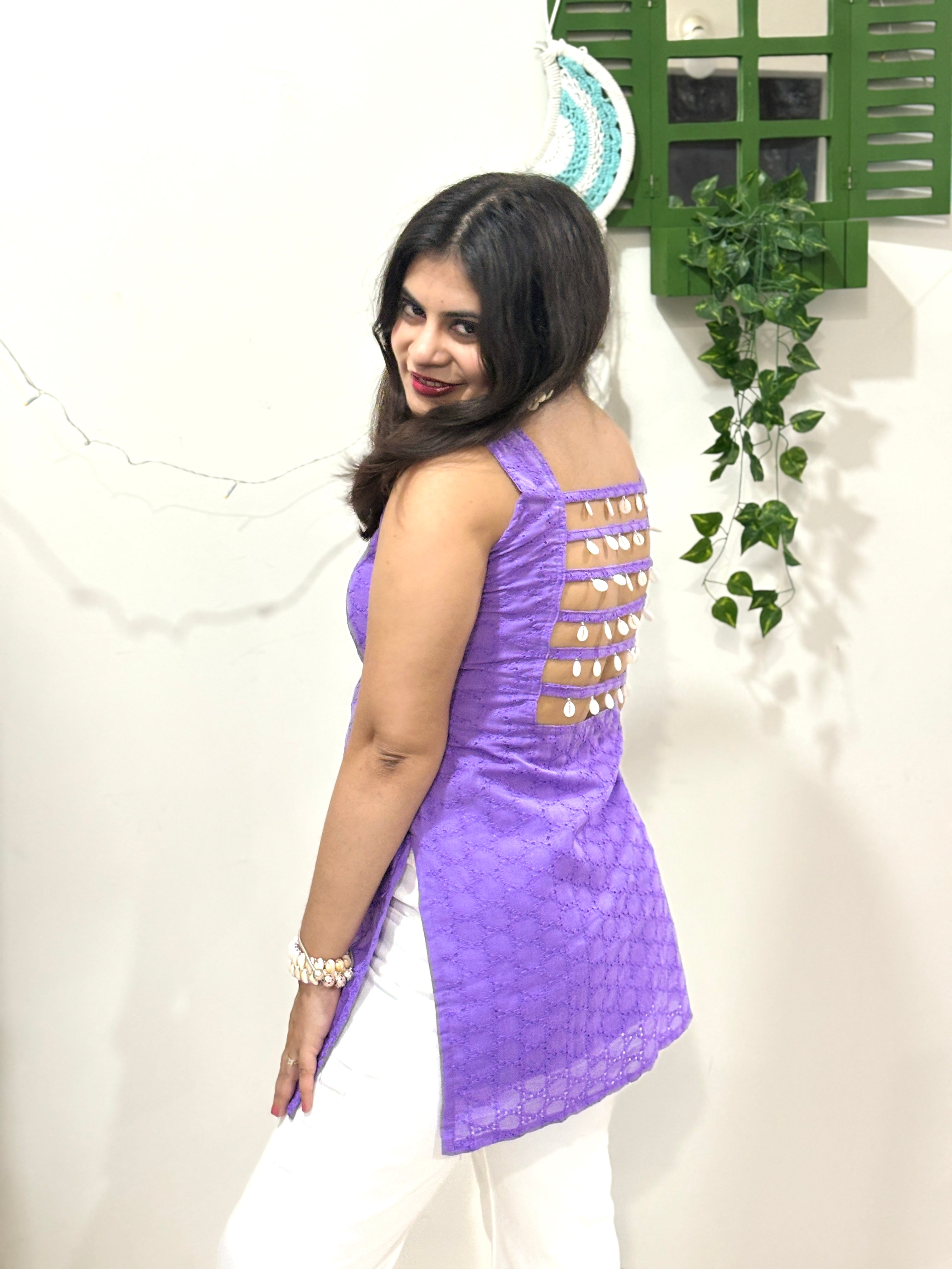 Lavendar Shell Ladder Kurti