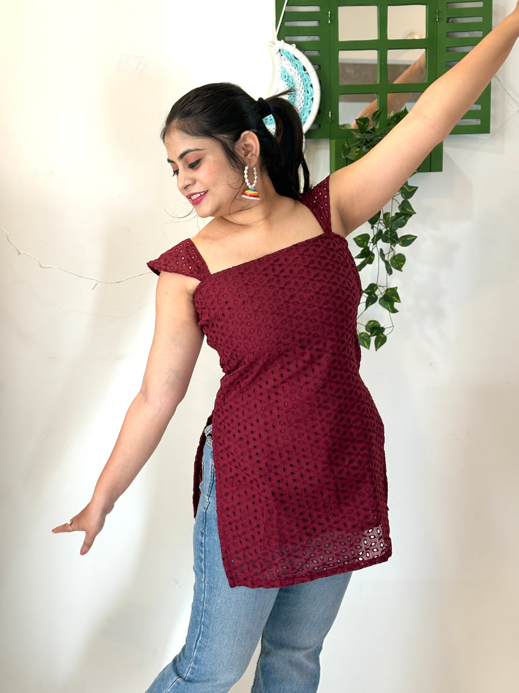 Wine Hakoba Chikan Kurti