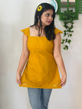 Mustard Hakoba Chikan Kurti