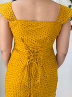 Mustard Hakoba Chikan Kurti