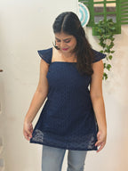 Navy Blue Hakoba Chikan Kurti