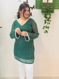 Emerald Pearl Lace Kota Doria Kurti