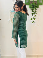 Emerald Pearl Lace Kota Doria Kurti