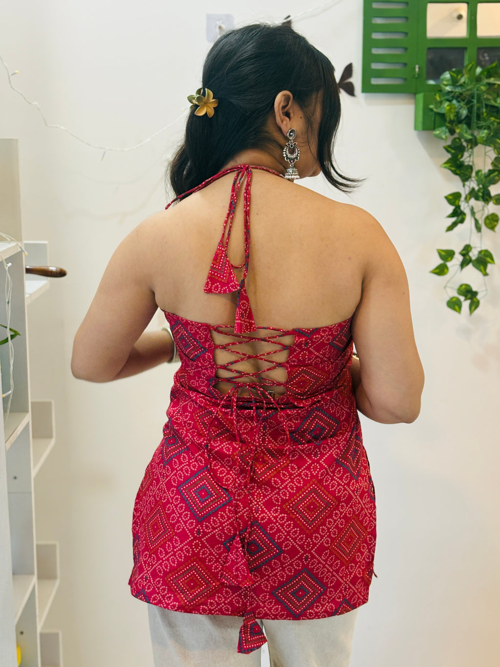 Jaipuri Charm Halter Neck Kurti