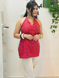 Jaipuri Charm Halter Neck Kurti