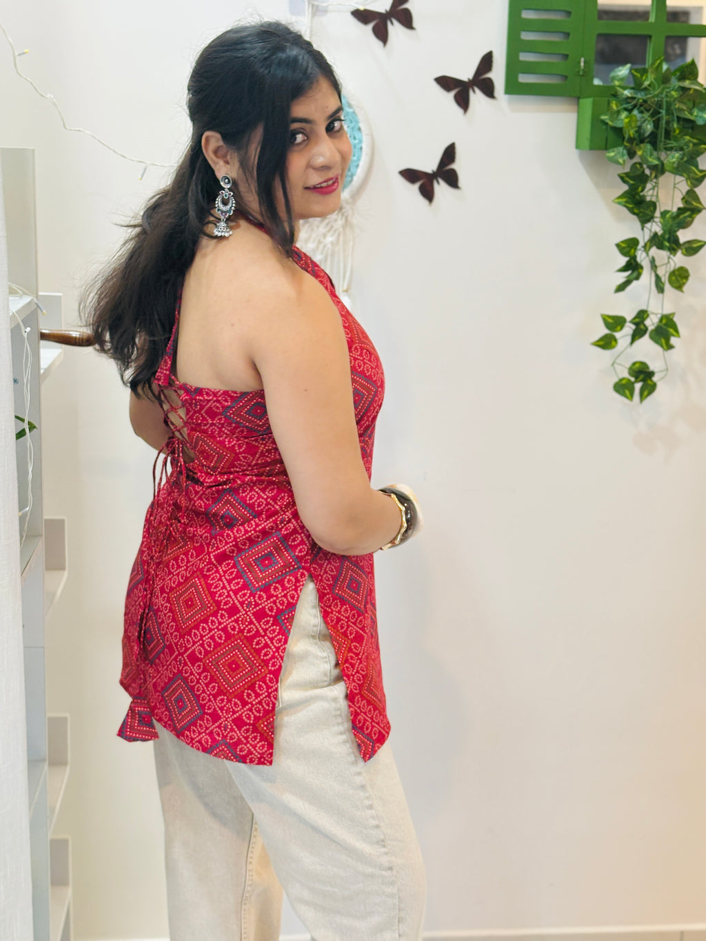 Jaipuri Charm Halter Neck Kurti