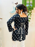 Black Pearl Bell Sleeve Kurti