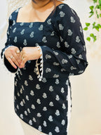 Black Pearl Bell Sleeve Kurti