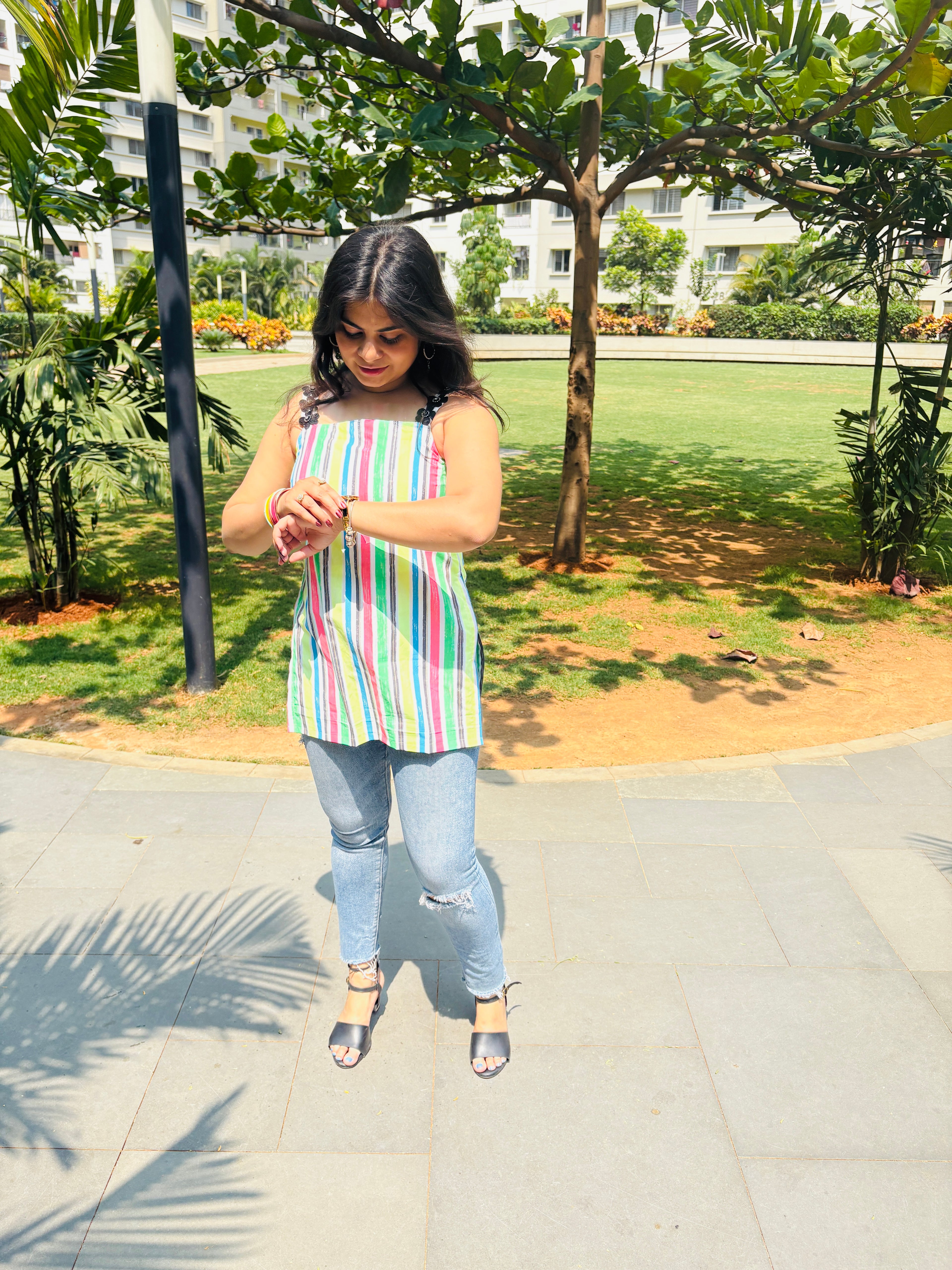 Rainbow Muse Lace Strap Kurti